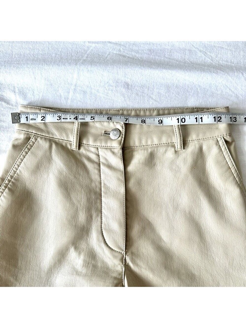 Wilfred Modern Cargo Pant Faux Leather Women's Size 0 Birch Beige - Picture 11 of 13